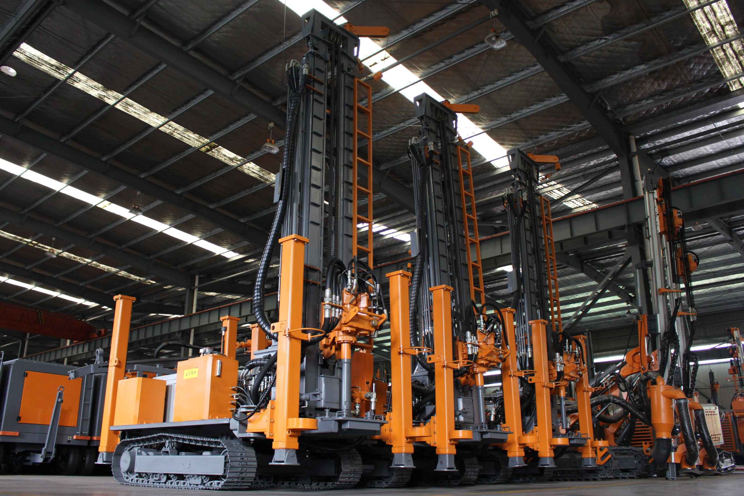 Water well drilling rig operating on site